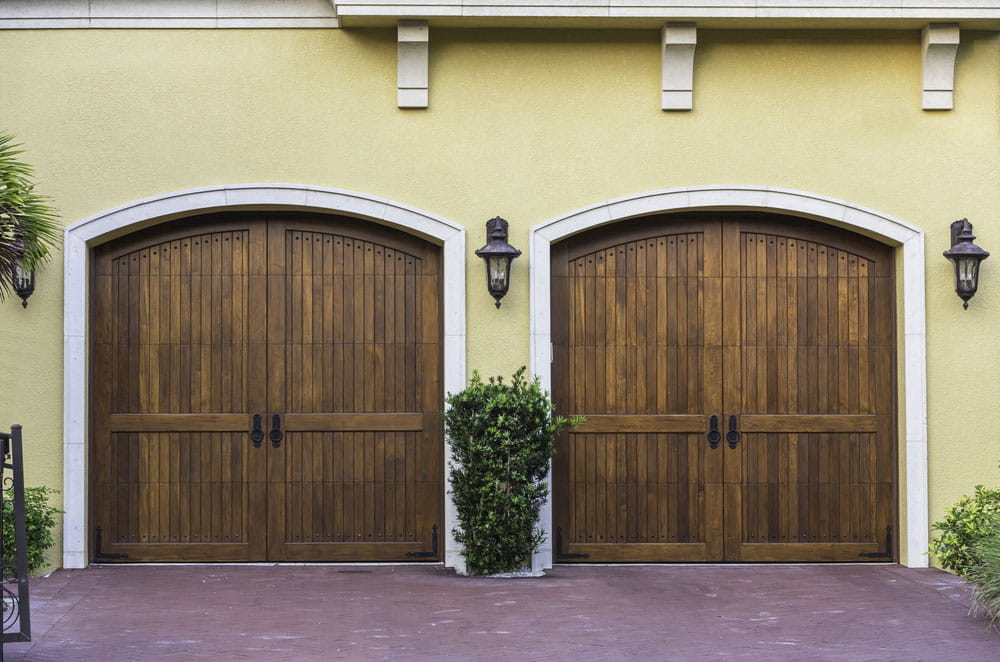 Two car wooden arch garage-min